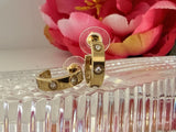 Rhinestone Love hoop earrings- Gold