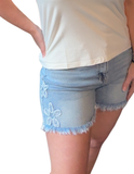 Sunlit Bloom Denim Shorts