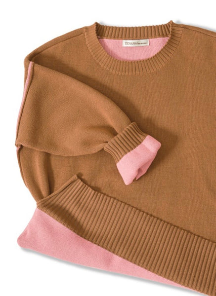 Cause & Effect Sweater (camel/pink)