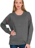 Cause & Effect Sweater (charcoal/hot pink)