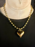Small Bead Necklace W/heart - Gold