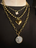 Small Bead Necklace W/heart - Gold
