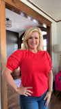 Cherry  Ruffle Charm Top
