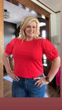 Cherry  Ruffle Charm Top