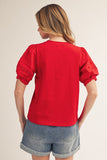 Cherry  Ruffle Charm Top