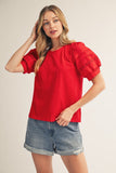 Cherry  Ruffle Charm Top