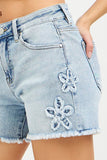 Sunlit Bloom Denim Shorts